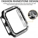 Wholesale Crystal Diamond Rhinestone Case with Built In Tempered Glass Screen Protector for Apple Watch Series 6/5/4/SE [44mm] (Black)